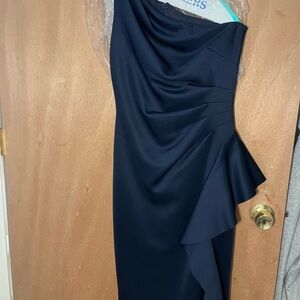 Xscape Midnight Blue One-Shoulder Dress